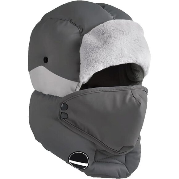 Unisex Gray Winter Trapper Face Mask Waterproof Ski Snow Imported Russian Hat main image 5